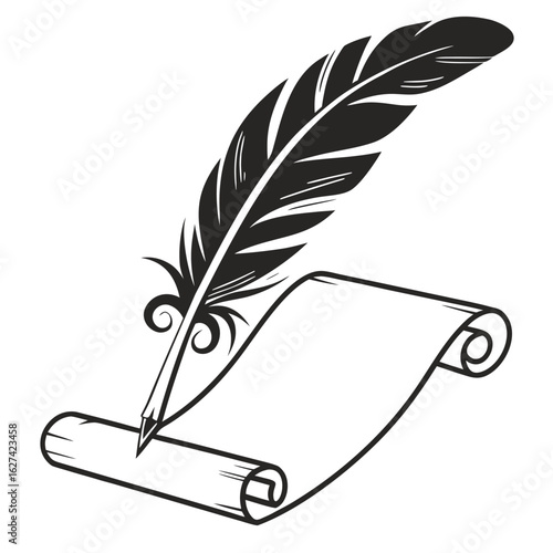 Quill writing on scroll silhouette