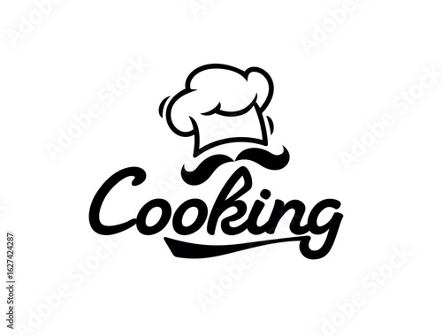 Chef cook icon for cooking school or cuisine restaurant, vector emblem. Chef cook icon with toque hat and mustaches for restaurant menu, bistro or bakery and patisserie cafe sign and fast food symbol