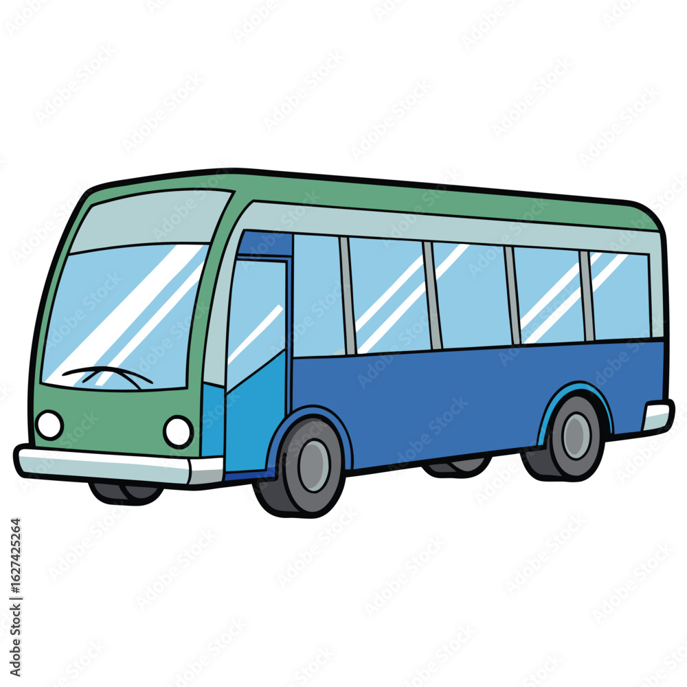 Illustration of a Small Public Transportation Bus Illustration of a Small Public Transportation Bus