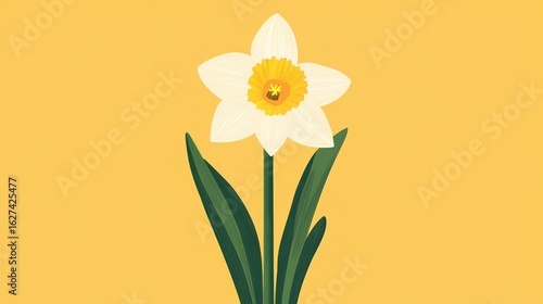 Wallpaper Mural Spring Daffodil Illustration Against Yellow Background. Possible Use Stock photo for spring themes Torontodigital.ca