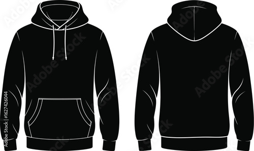 Black hoodie front and back view
