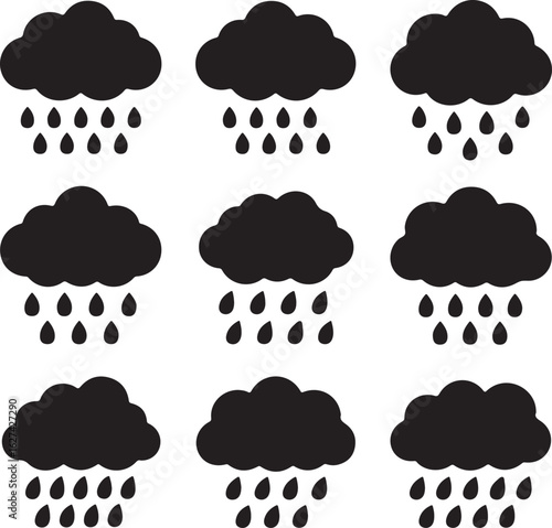 Black clouds raining water drops weather precipitation