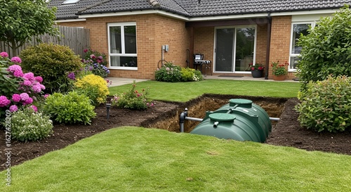 Septic Tank Installation in Residential Backyard