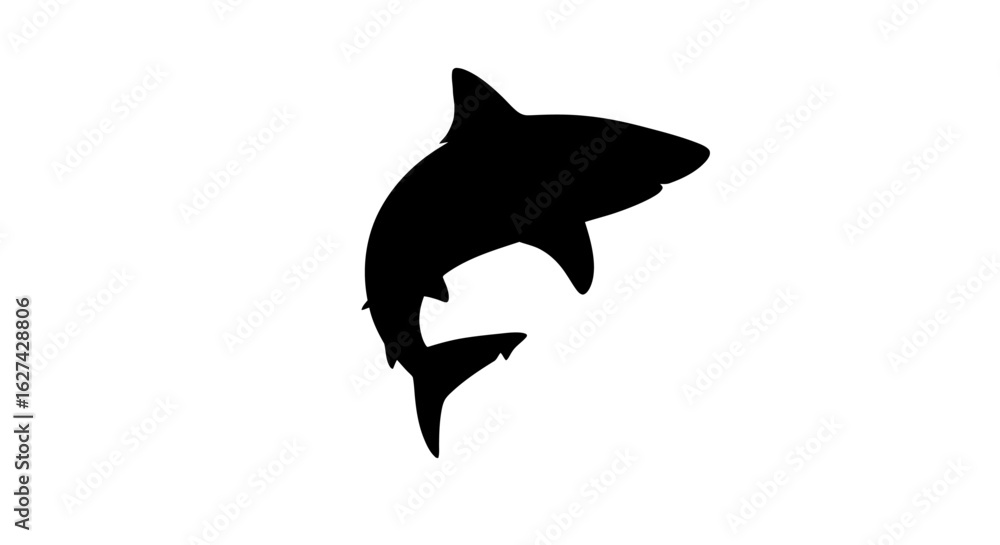 Fototapeta premium dynamic silhouette of a shark leaping: isolated vector graphic for aquatic designs