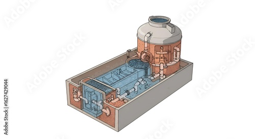 Wastewater Treatment System Illustration