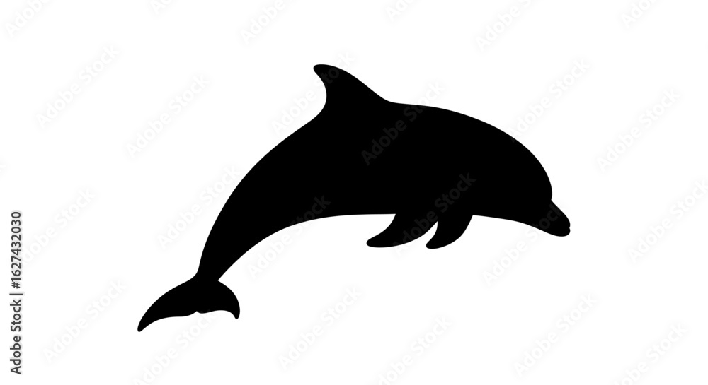 Fototapeta premium side profile silhouette of a leaping dolphin, isolated on a transparent background: perfect for logos, designs, and marine themed projects