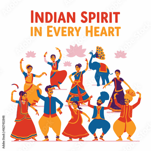 Celebrating the spirit of India with a group of joyful traditional dancers