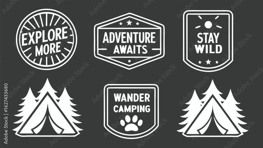 Obraz premium Vintage camping adventure emblems explore wander