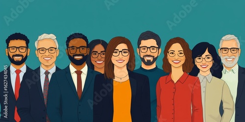 Diverse and inclusive multiethnic group of office colleagues smiling at a team-building workshop event. The workplace race inclusion and diversity concept promotes collaboration, Generative AI