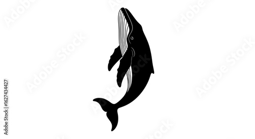 side view silhouette of a humpback whale breaching, isolated on transparent background: a striking vector illustration for marine life designs