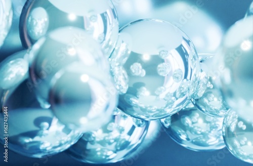 Wallpaper Mural Abstract science background of transparent spheres, 3D rendering of molecules like hyaluronic acid or collagen for cosmetic and skincare concepts. Torontodigital.ca