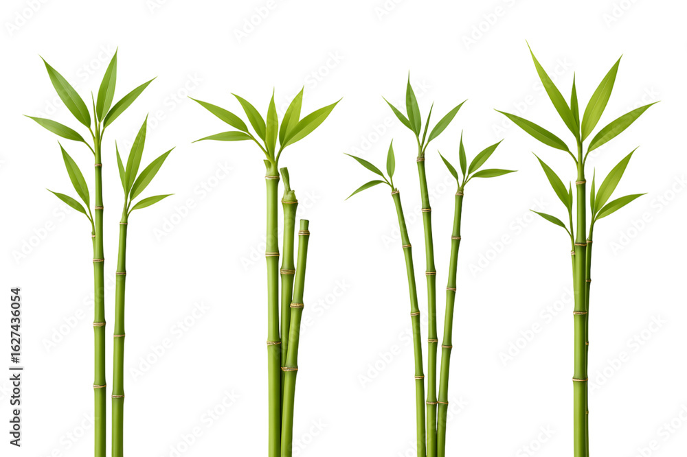 Obraz premium Green bamboo stalks and leaves against black background nature plants growth