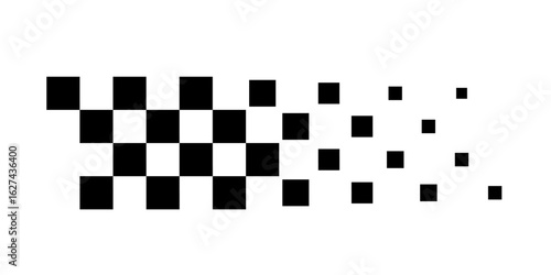 Racing flag background. Diagonal checkered flag pattern in black and white with a fading effect. Classic racing theme for motorsport textiles, banners, graphic, designs. Abstract vector illustration.