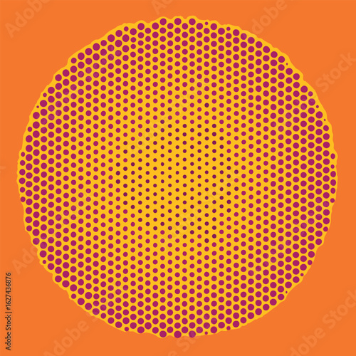 Wide format and rectangular,rectangle horizontal,linear halftone vector pattern,texture.Circles,dots,screen-tone illustration. Freckle, stipple-stippling, speckles illustration. Pointillist vector art