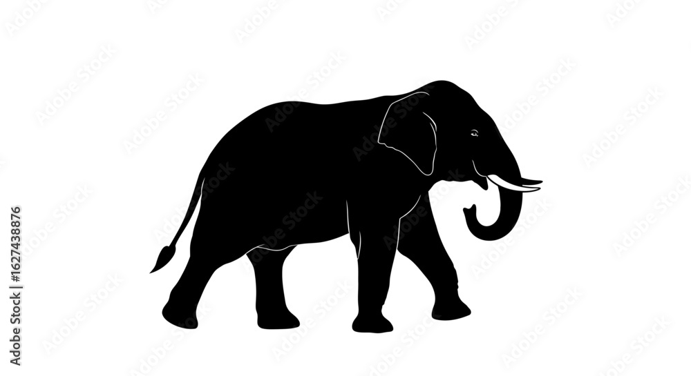 Fototapeta premium profile view of a majestic elephant silhouette, isolated on transparent background – perfect for logos, designs, and illustrations