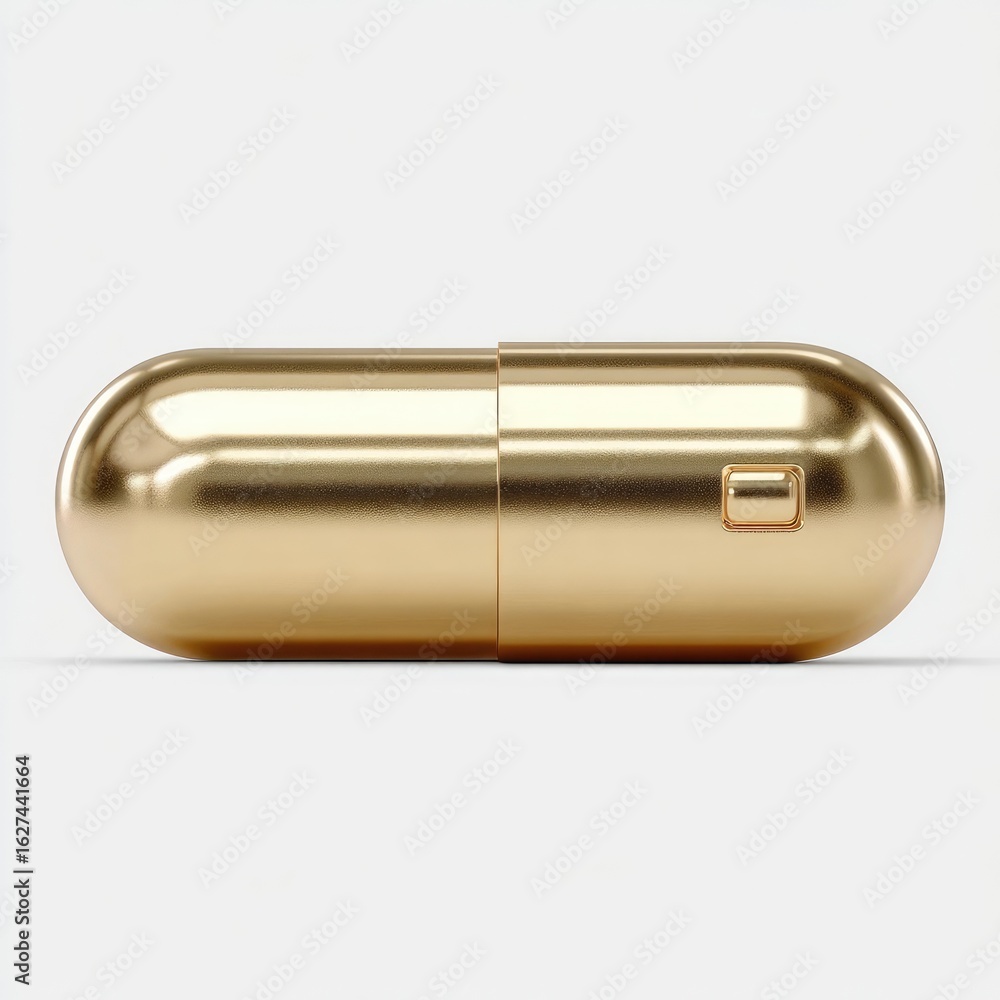 Naklejka premium Gold capsule, medicine, health