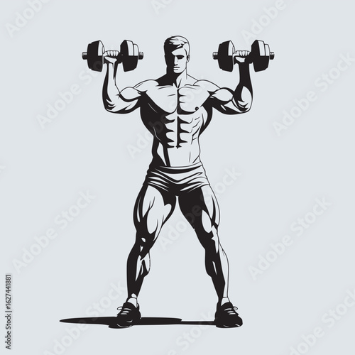 illustration of man lifting dumbbell