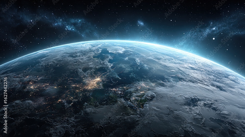 Obraz premium Earth from space, night view