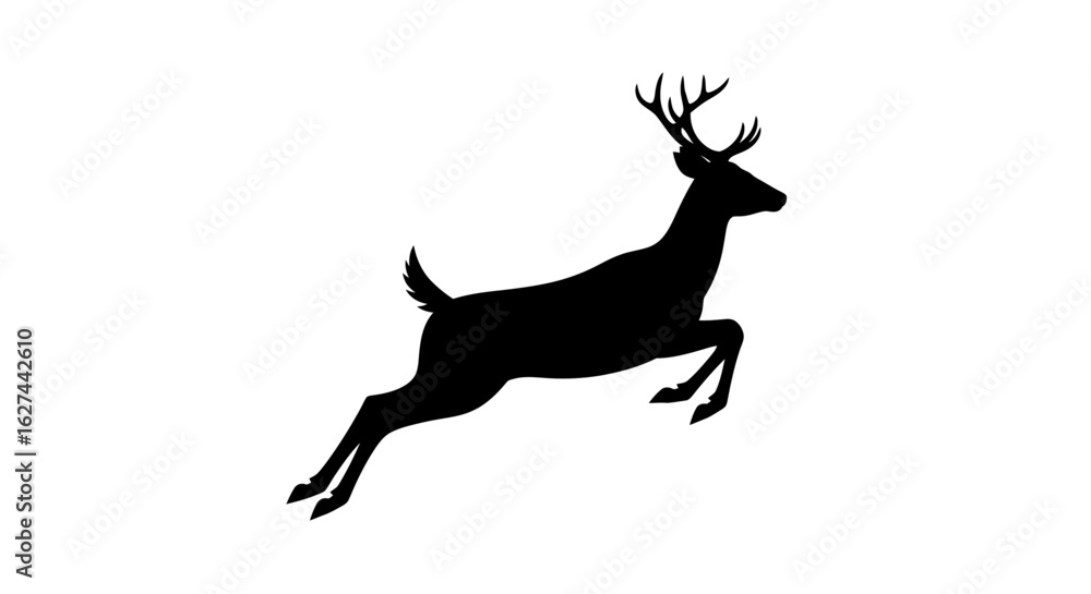 Obraz premium side profile of a leaping deer silhouette, isolated on transparent background: a bold vector illustration for branding, logos, and design projects
