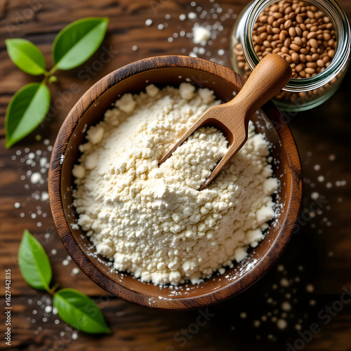 Ragi Flour in Wooden Bowl for Strong Bones and Healthy Joints