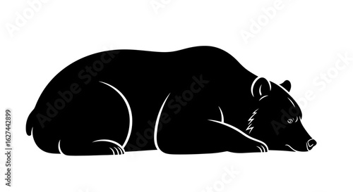 side profile of a reclining grizzly bear silhouette, isolated on a transparent background: a vector graphic for design projects