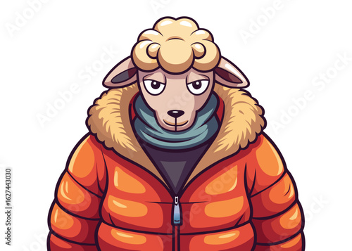 Stylish Sheep in Oversized Puffer Jacket Urban Winter Fashion Vector for Youth Culture Design 