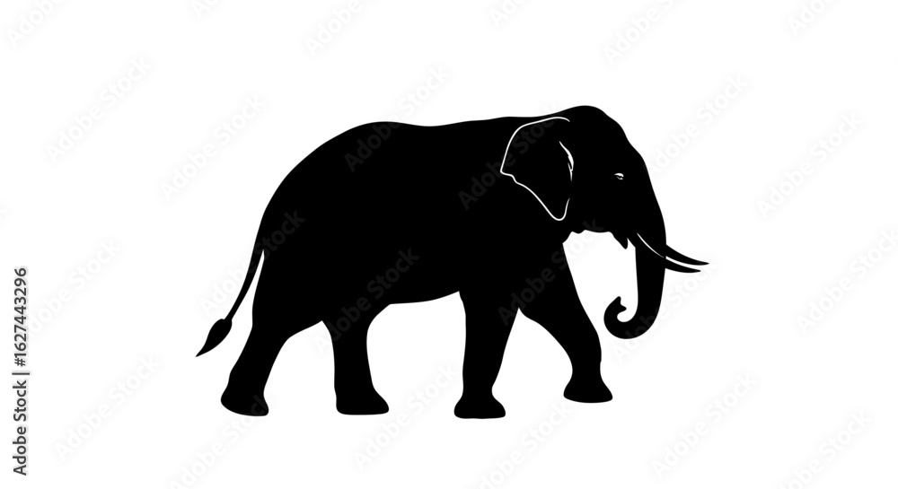 Fototapeta premium profile view of a majestic elephant silhouette, isolated on transparent background – perfect for logos, prints, and designs