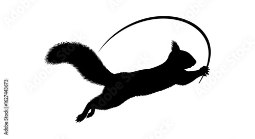 dynamic silhouette of a red squirrel leaping gracefully, isolated on transparent background: a vector illustration perfect for logos, branding, and nature themed designs