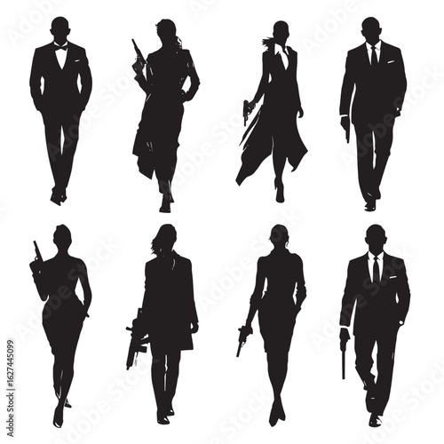 007 silhouette set, Black & White silhouette set