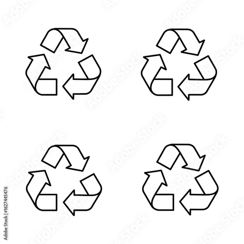 Four Recycle Symbols Arranged in a Square Pattern on White Background, Flat vector