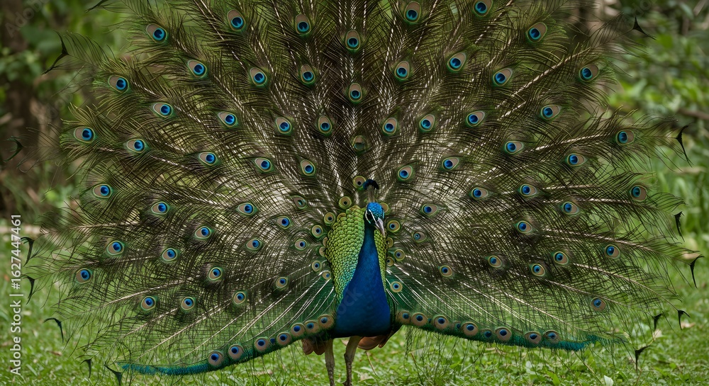 Obraz premium Peacock displaying plumage