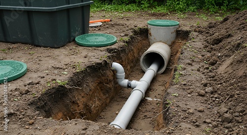 Septic System Installation in Residential Backyard