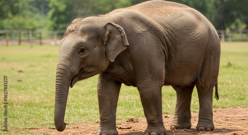 Obraz premium Young elephant in outdoor setting