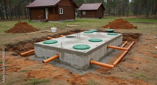 Septic Tank System Isolated on Transparent Background