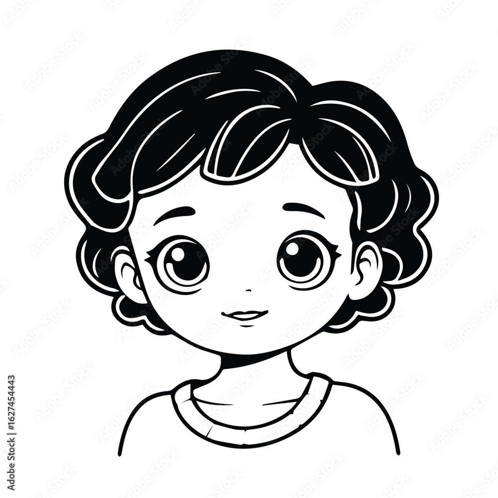 Young girl in casual attire, portrait view, against a plain backdrop. Cute child character design. Studio shot - Young girl in casual attire, portrait view, against a plain backdrop. Cute child character design. Studio shot -