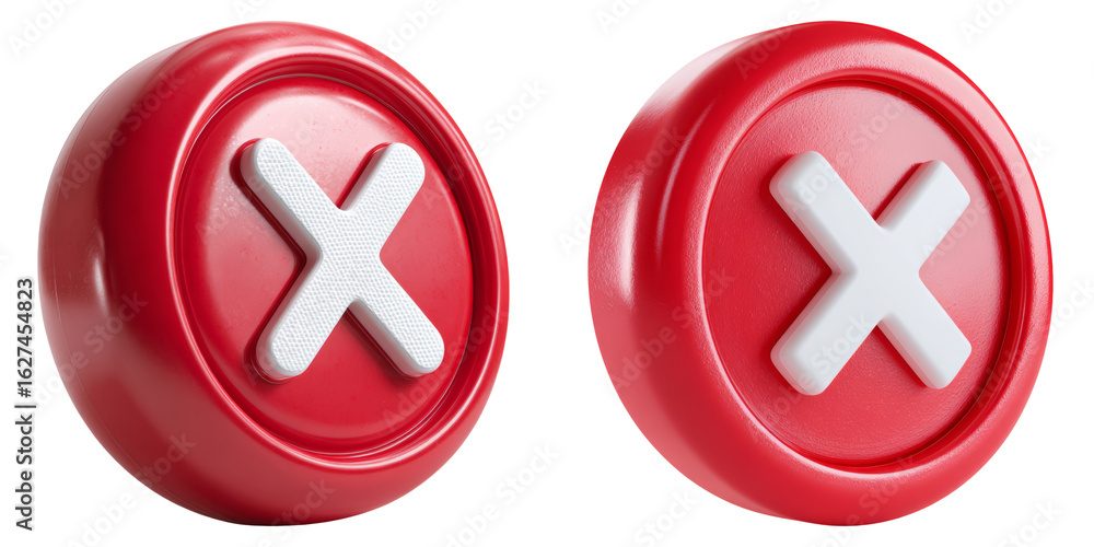 Fototapeta premium Red cross icons isolated on transparent PNG image perfect for error messages or cancel action buttons
