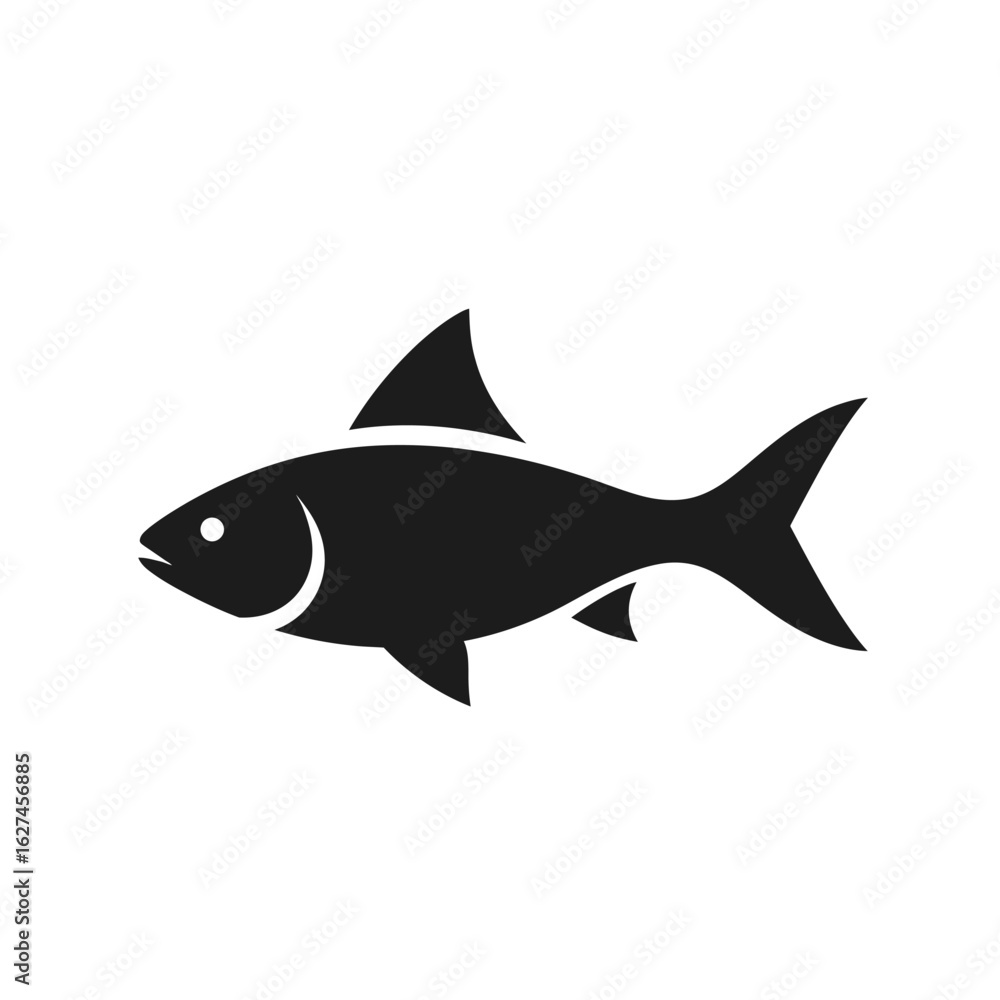 Simple Black Fish Silhouette Icon Vector Simple Black Fish Silhouette Icon Vector