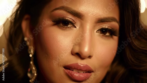 Wallpaper Mural Close-up portrait of woman with glowing skin and elegant earrings Torontodigital.ca