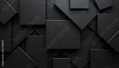 Overlapping dark geometric squares and rectangles abstract
