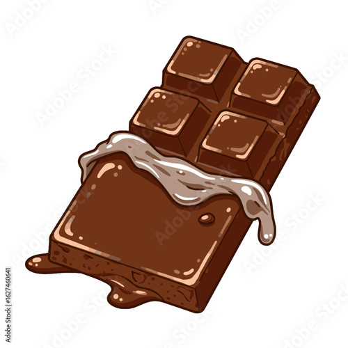 Delectable chocolate bar illustration with flowing cream, showcasing a sweet treat, a delightful confection, and creamy indulgence for dessert lovers and food enthusiasts