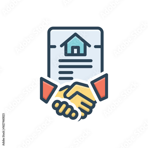 Color illustration icon for land acquisition