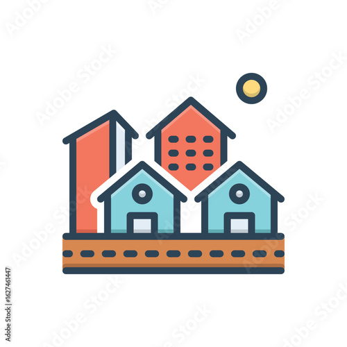Color illustration icon for residential community