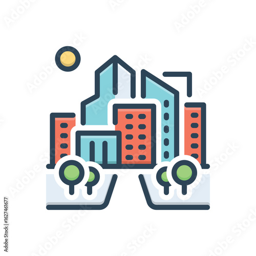 Color illustration icon for urban development