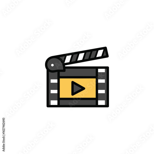 Simple Movie Clapperboard Icon for Film Production and Entertainment Industry
