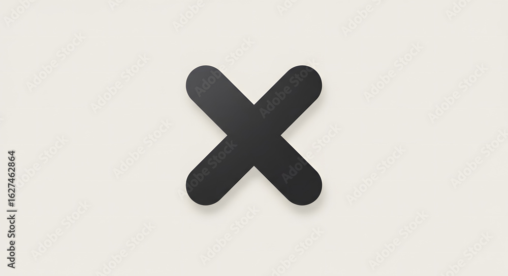 Obraz premium Simple black plus sign with drop shadow on off-white background.