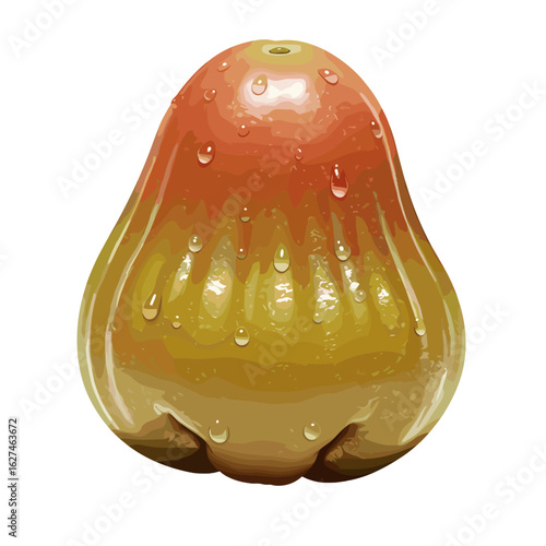 Fresh and Juicy Rose Apple with Water Droplets a Delicious Tropical Fruit Still Life Isolated on White Background