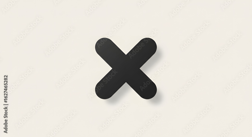 Obraz premium Simple black plus sign with drop shadow on off-white background.