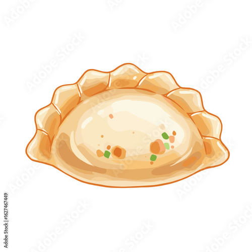 Delicious empanada vector illustration featuring golden dough and savory filling, perfect for culinary projects and food-related designs with culinary excellence