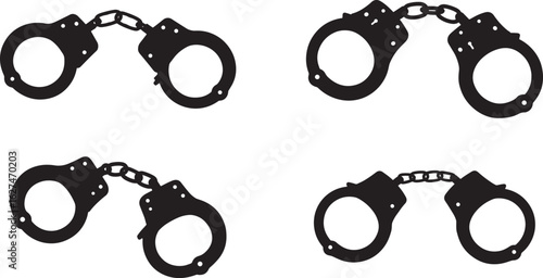 Four pairs of handcuffs in silhouette