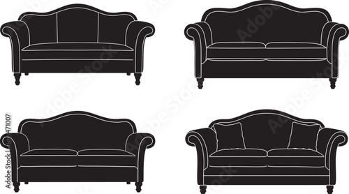 Four classic chesterfield sofa silhouettes